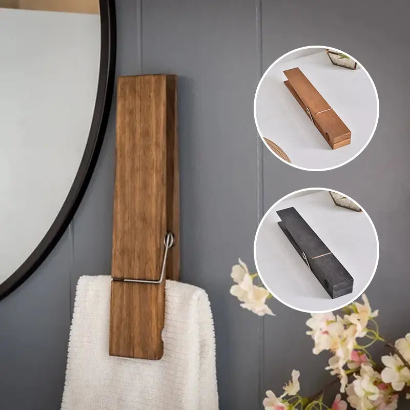 Towel Holder with Clothespins for Bathroom Use