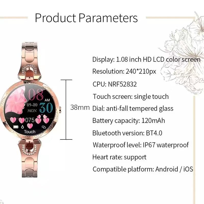 All-Weather Women's Fitness Smartwatch with Heart Rate Tracking