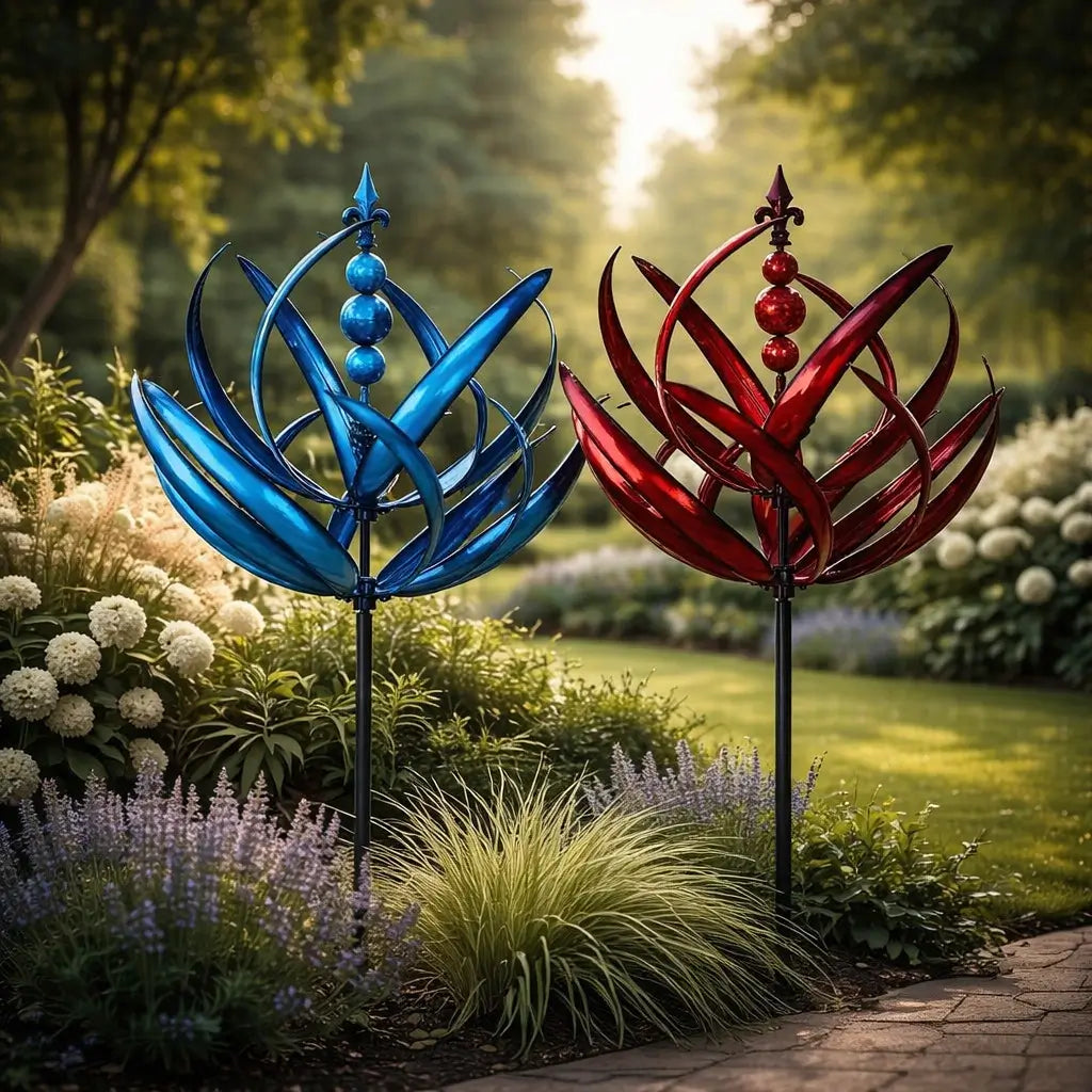 Lotus-Shaped Metal Wind Spinner | Weather Vane | Rust-Resistant
