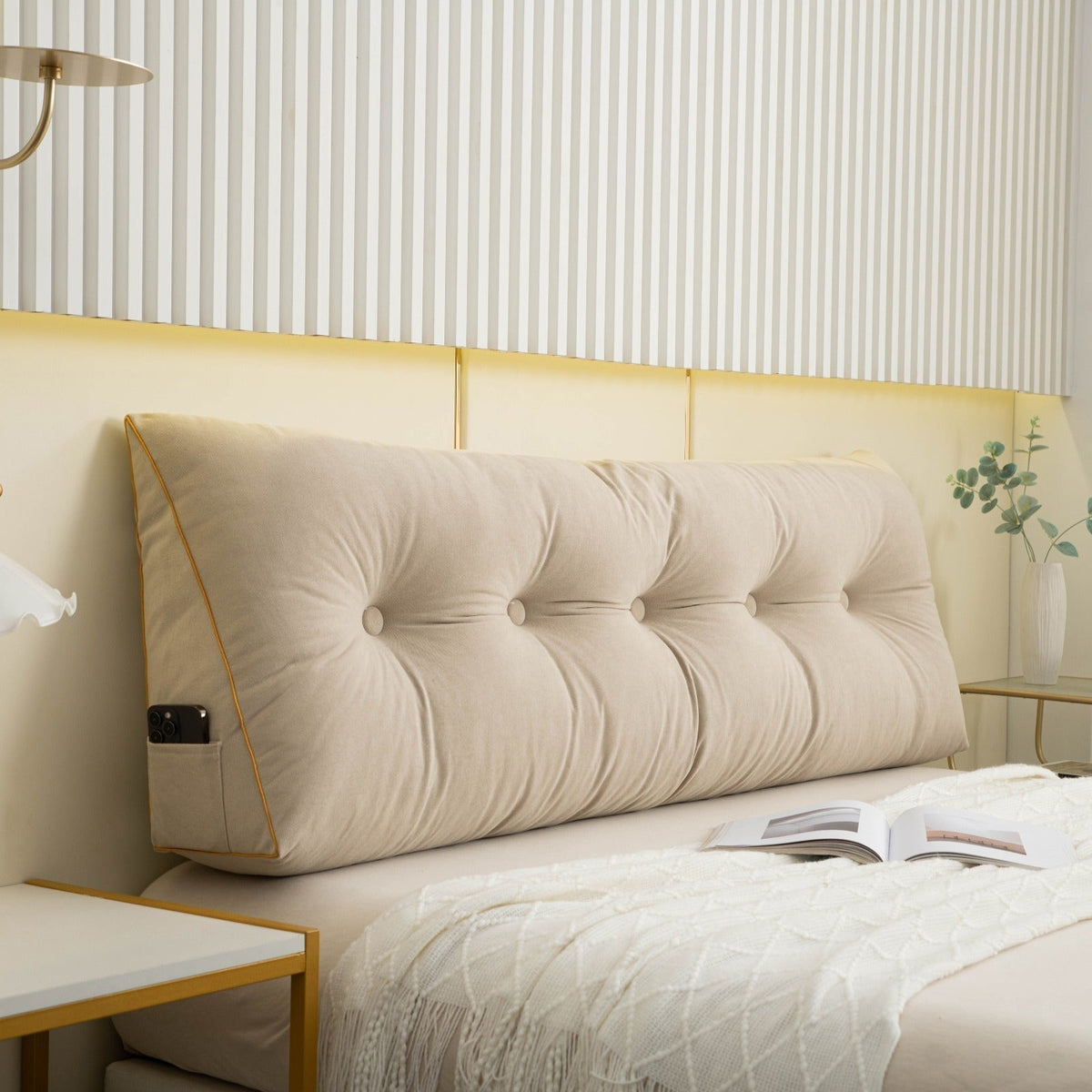 Side Pocket Wedge Pillow with Removable Cover – Available in Three Sizes
