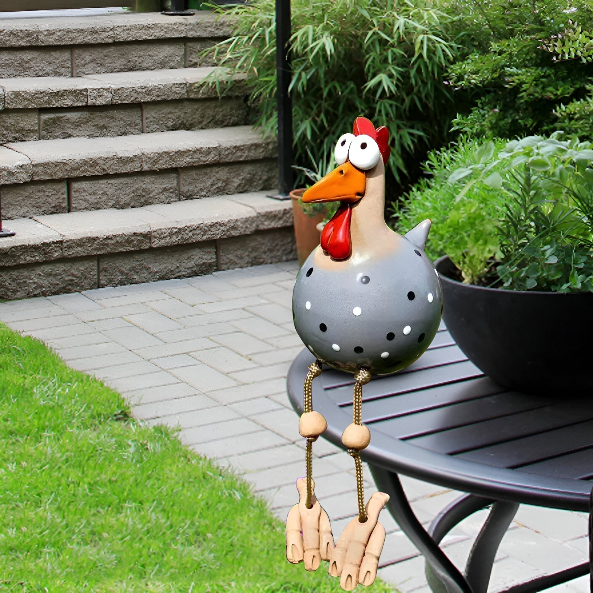 Charming Colorful Rooster Garden Ornament with Weather-Resistant Finish