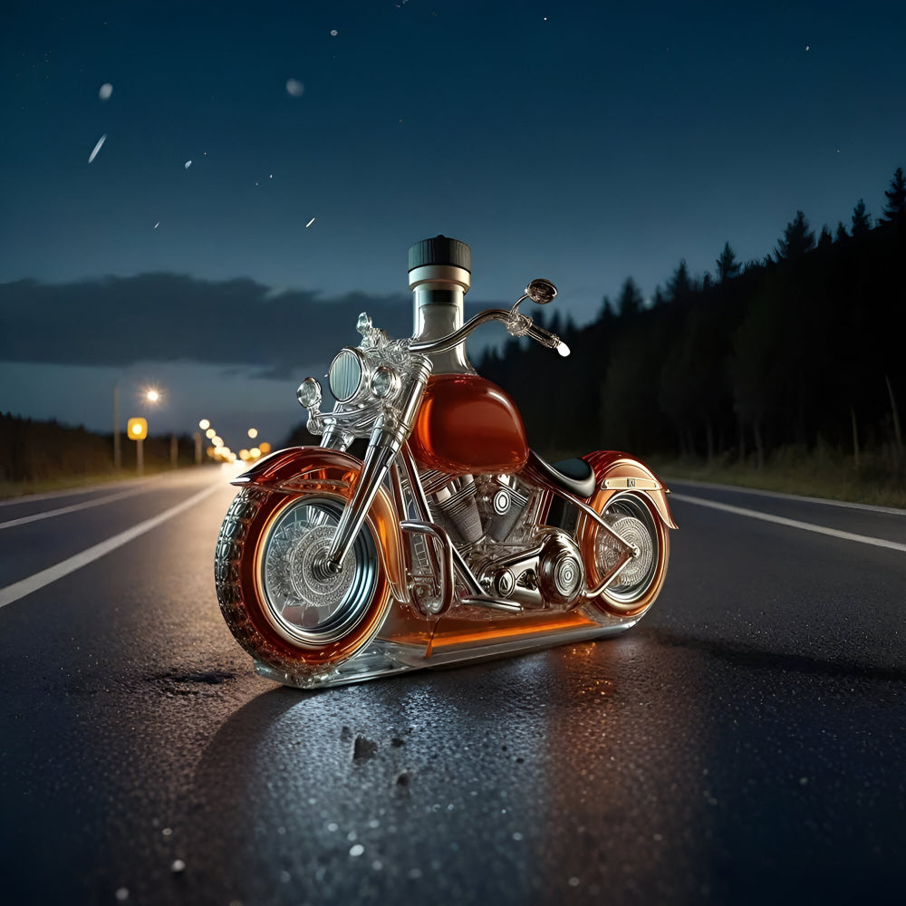 Biker-Themed Whiskey Carafe | Motorcycle Glass Decanter for Gifts