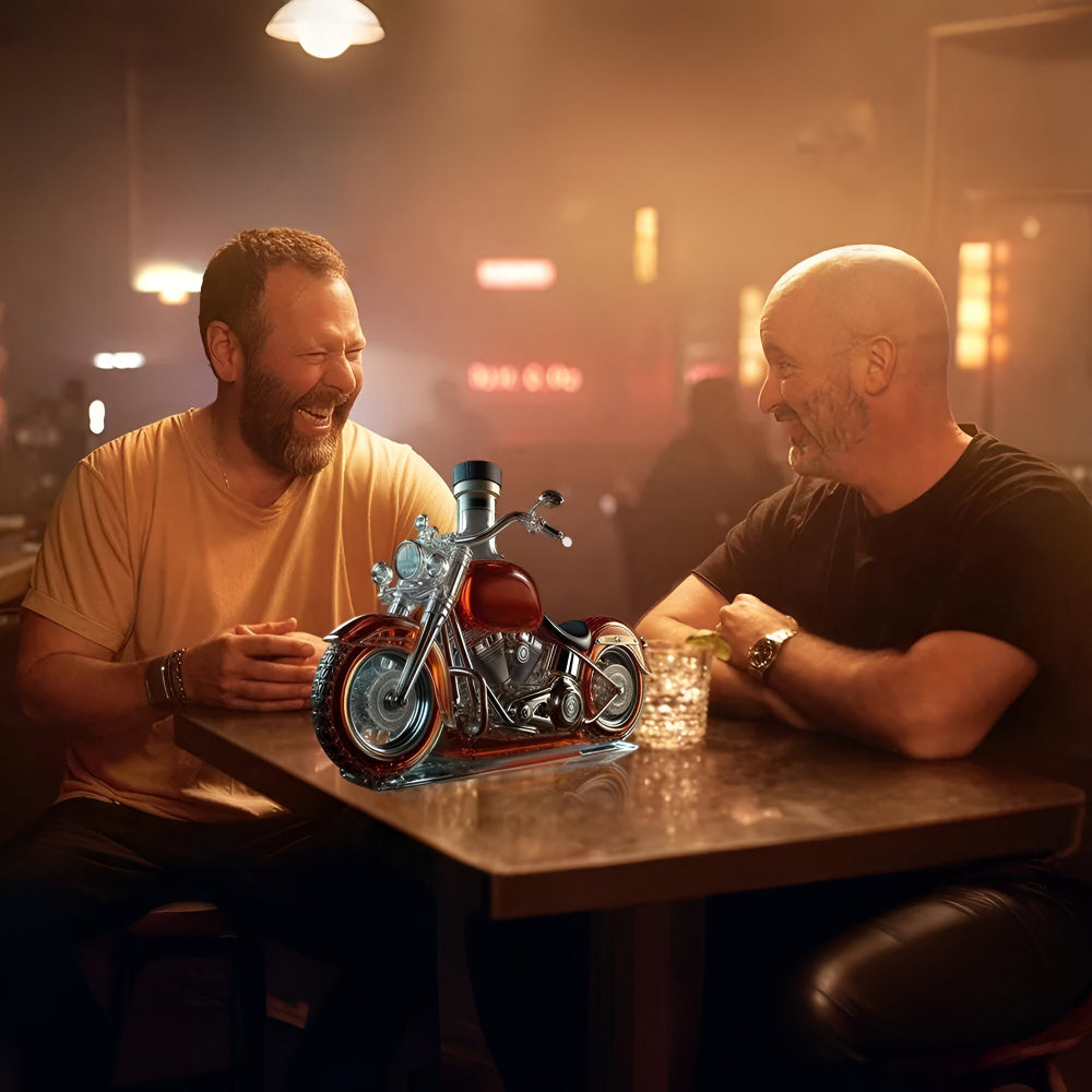 Biker-Themed Whiskey Carafe | Motorcycle Glass Decanter for Gifts