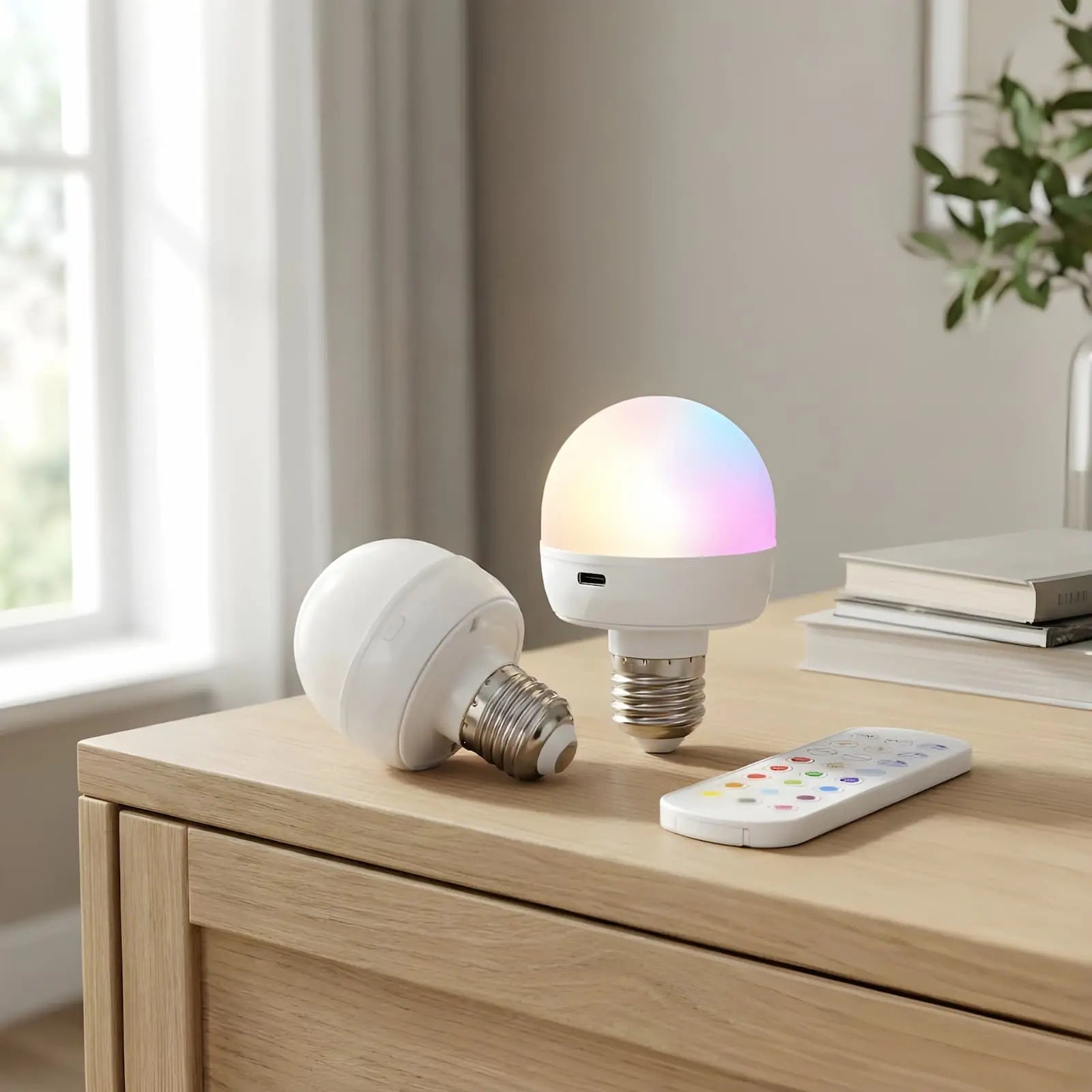 Wireless E27 RGB LED Lamp with Remote – Rechargeable Light Fixture