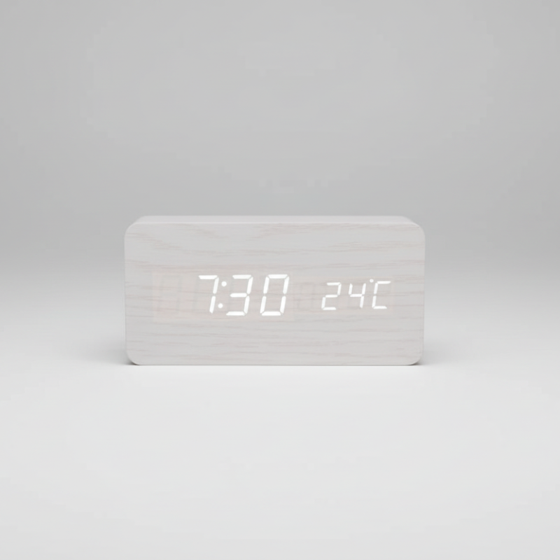 EchoCraft – Smart Wooden LED Clock for Stylish Living
