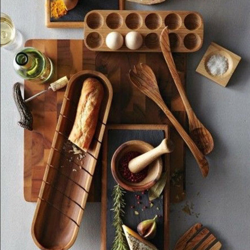 Elegant Acacia Wood Egg Holder for Kitchen Organization