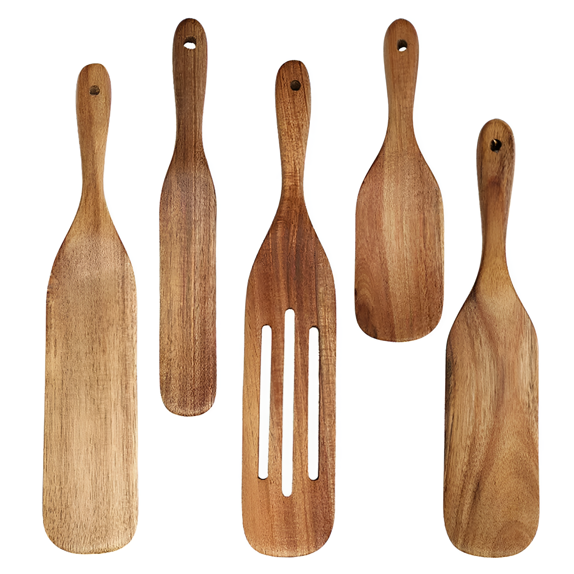 Natural Teak Cooking Spatula Set with Comfortable Grip