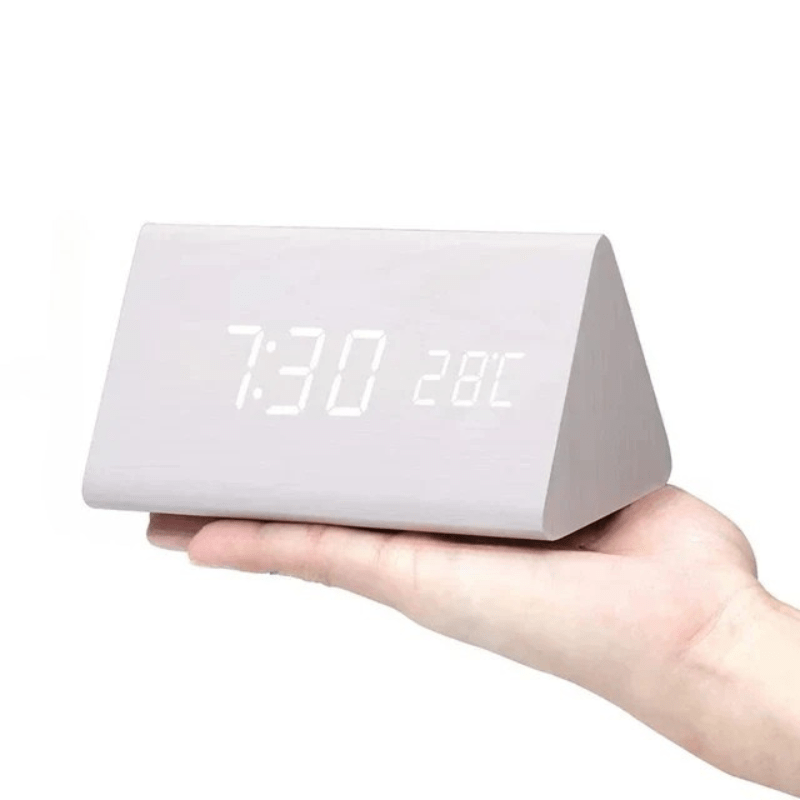 NaturaGlow - Voice-Controlled Wooden LED Alarm Clock