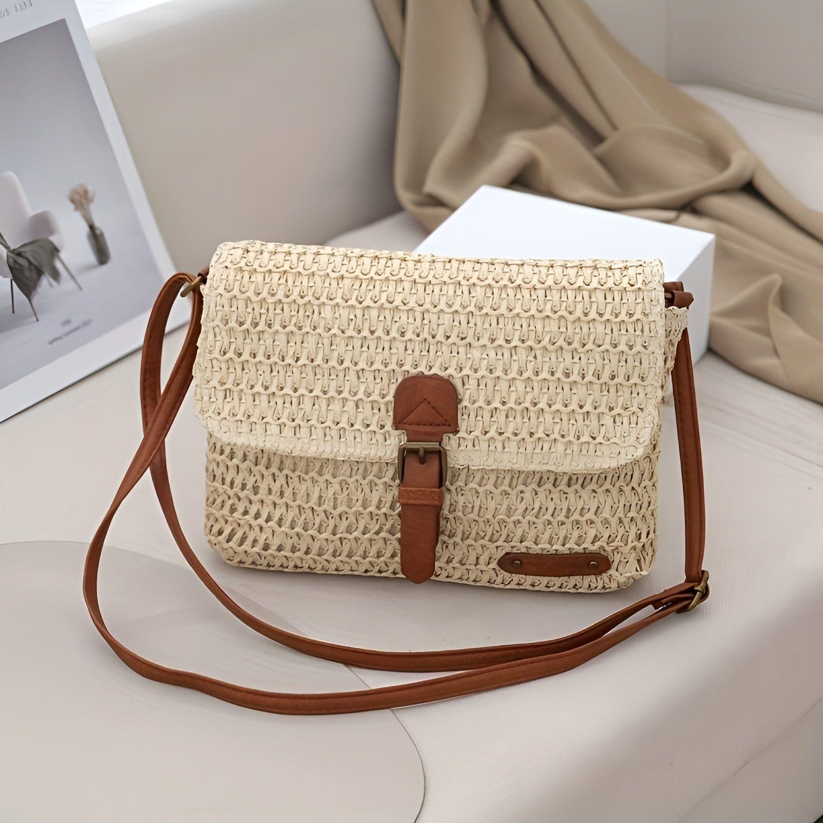 Chic Handwoven Straw Shoulder Bag for Summer Adventures