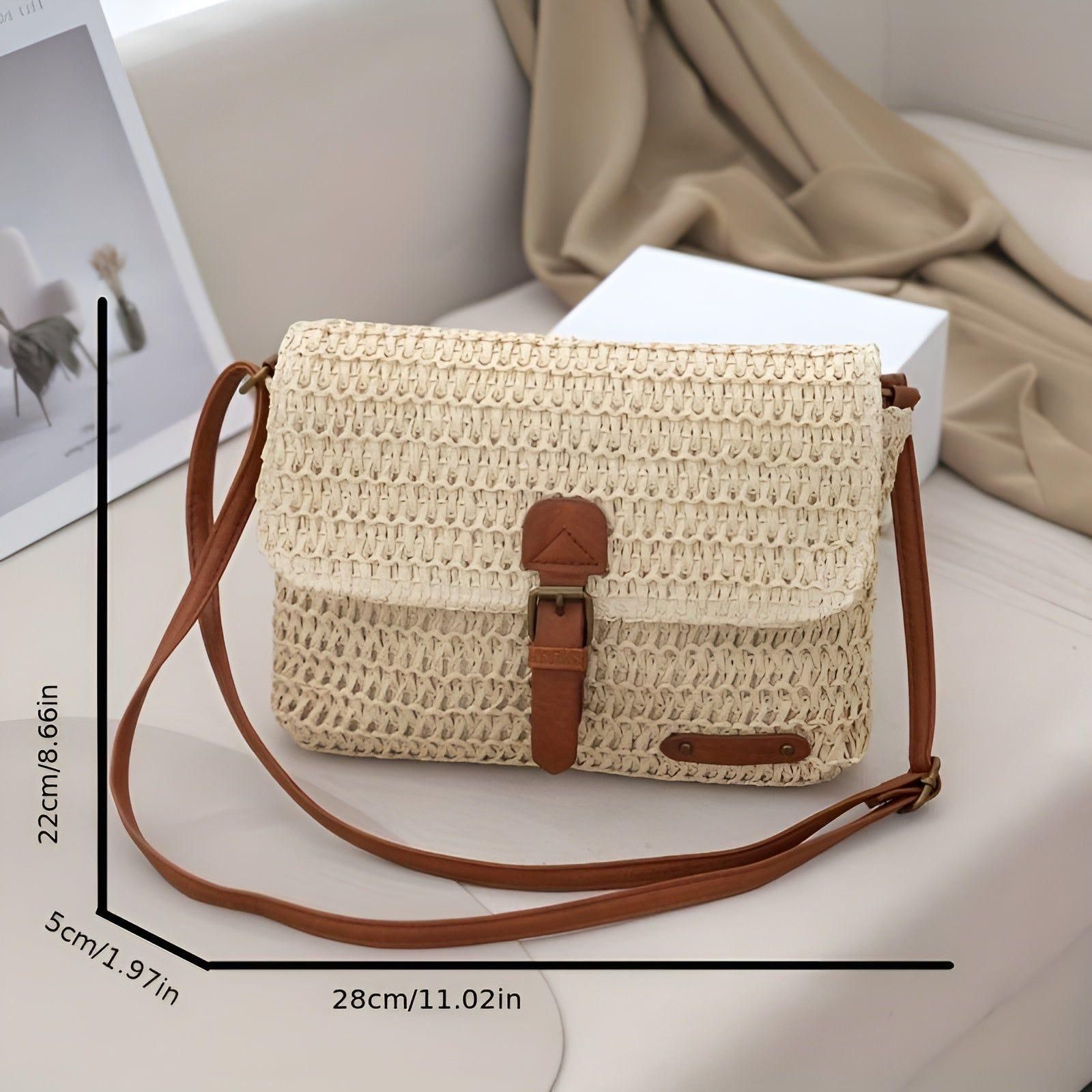 Chic Handwoven Straw Shoulder Bag for Summer Adventures