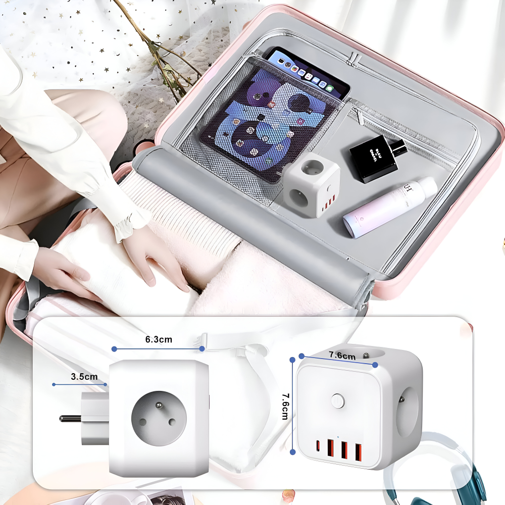 Cube Power Strip | Multi Socket Outlet | Overload Protection with Switch