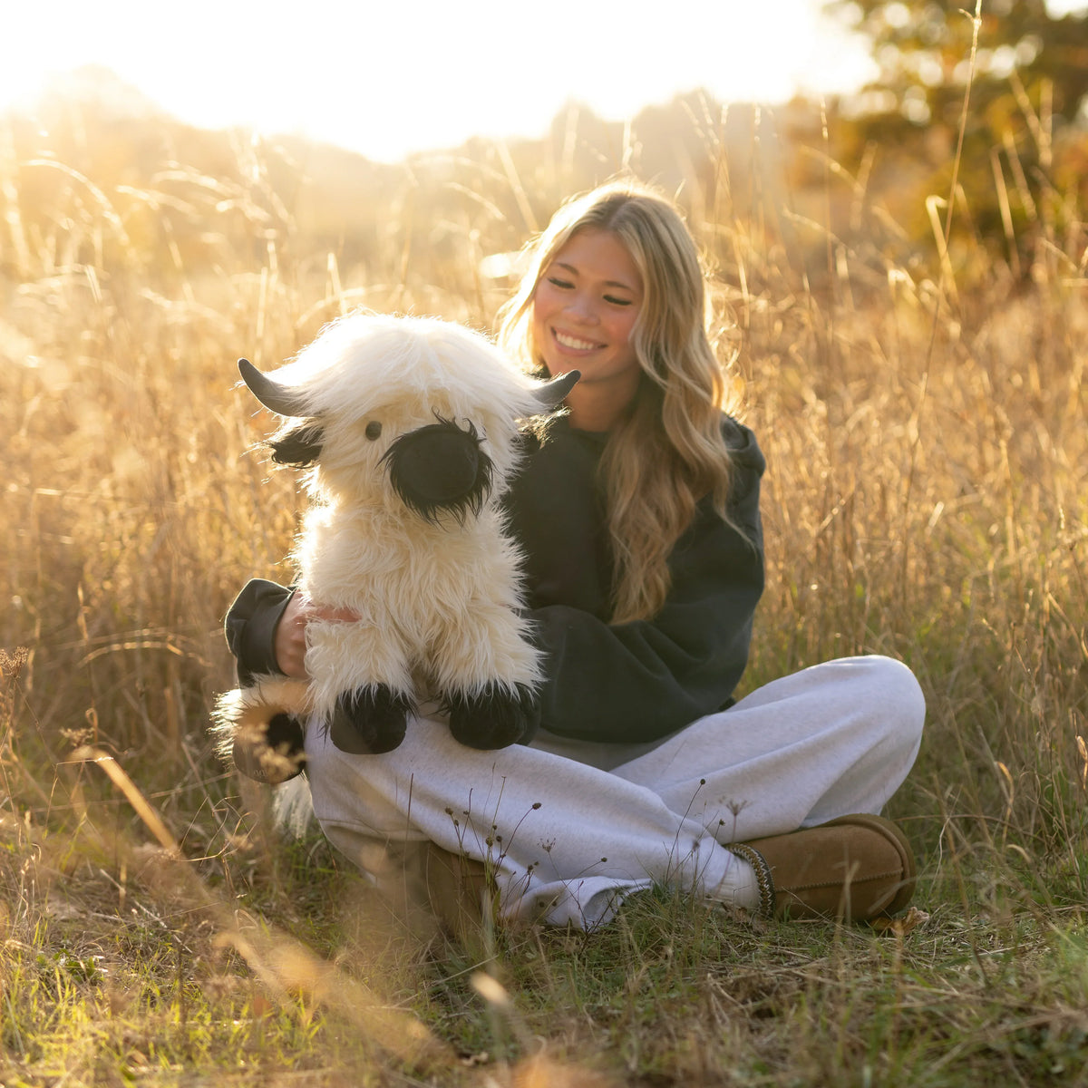 Jumbo Plush Toy of White and Black Highland Cow