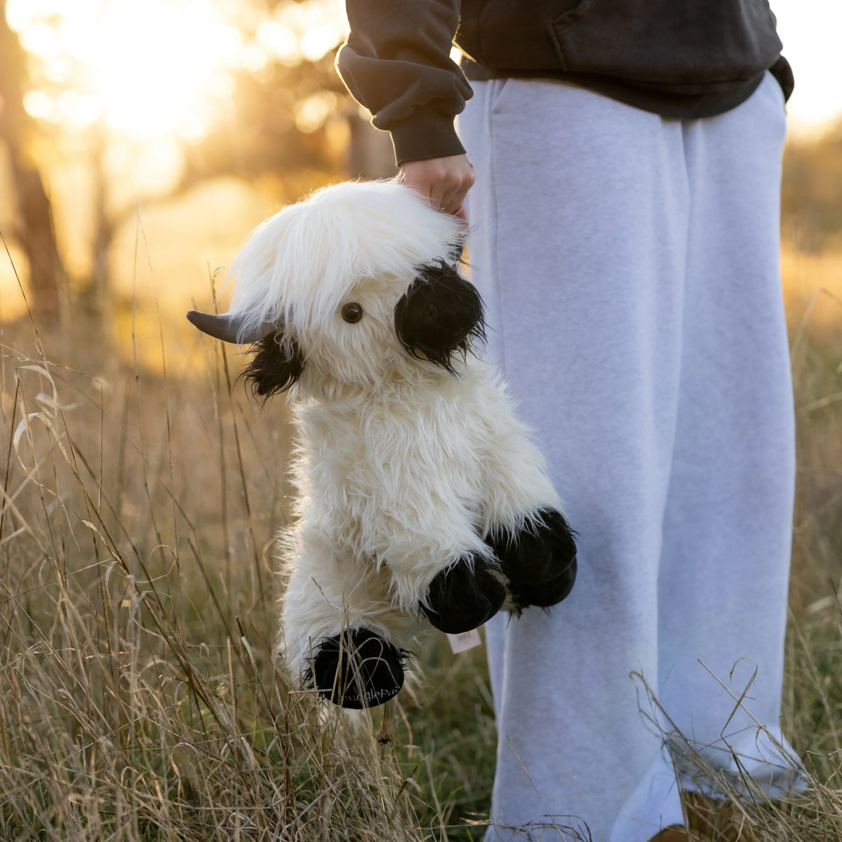 Jumbo Plush Toy of White and Black Highland Cow