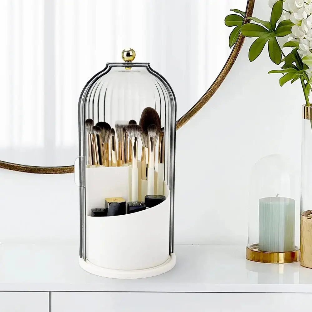 Toothbrush Organizer with Sliding Cover and 3 Storage Sections