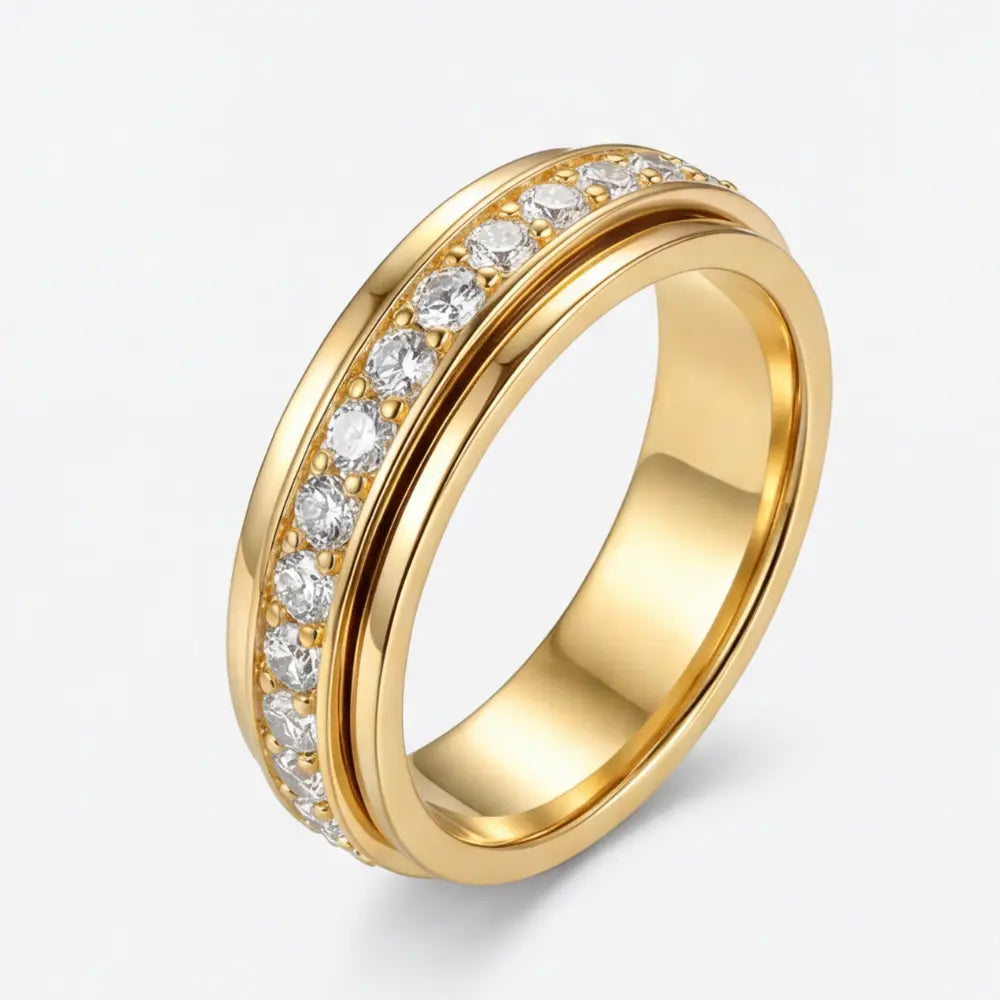 Zirconia Inlay Rotating Ring – Titanium Steel in Three Colors