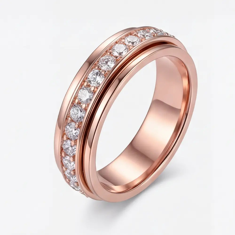 Zirconia Inlay Rotating Ring – Titanium Steel in Three Colors