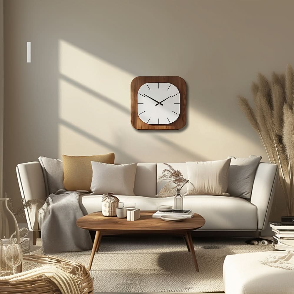 Vintage Square Wall Clock in Wood Finish