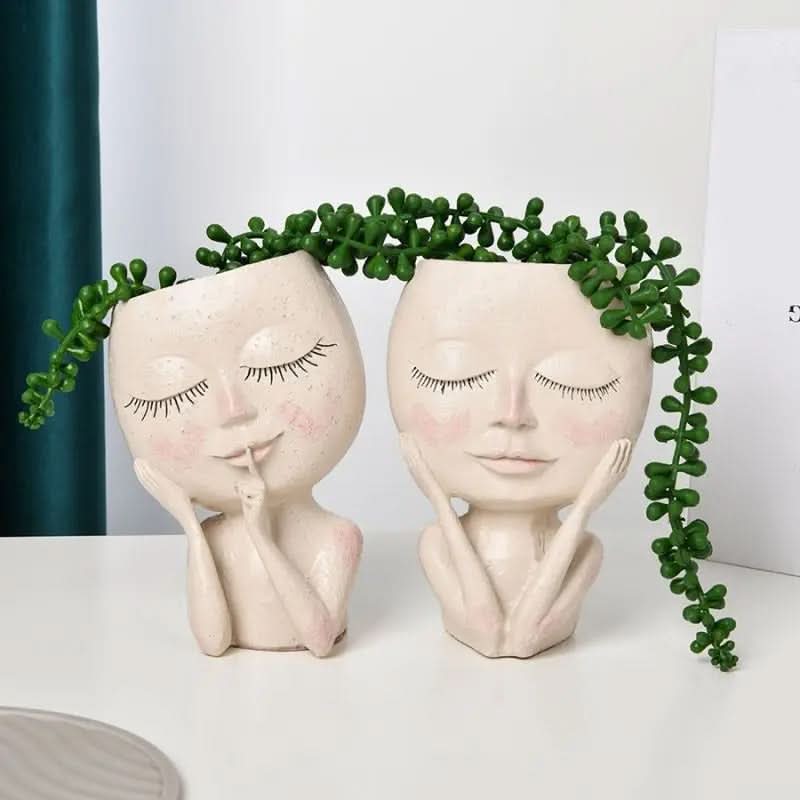 Artistic Floral Face Planter for Home Decor
