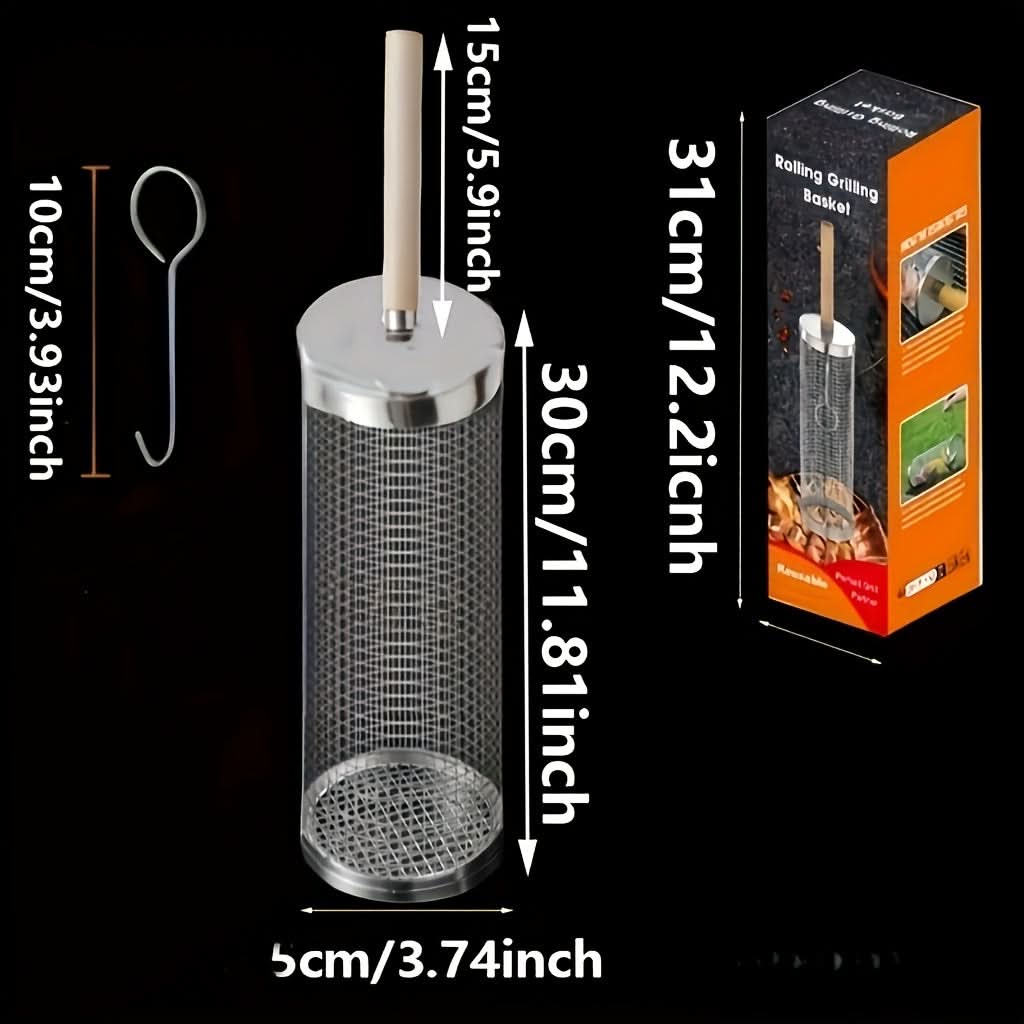 Stainless Steel Grill Basket for Rolling Cooking