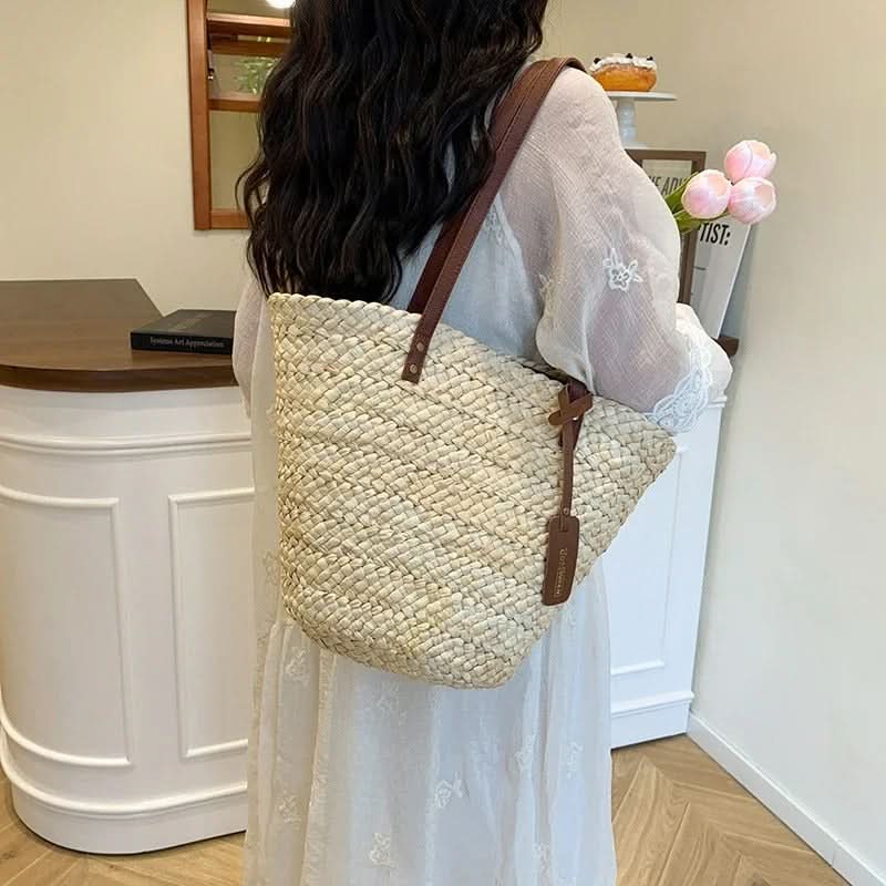 Woven Straw Tote Bag for Beach Use