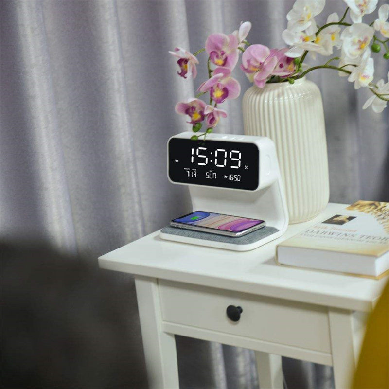 All-in-One Bedside Light with Wireless Charger & Alarm Clock