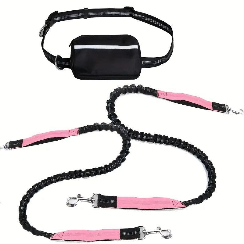 Bungee Dog Leash for Hands-Free Use – Reflective Waist Strap for Running, Hiking, and Walking