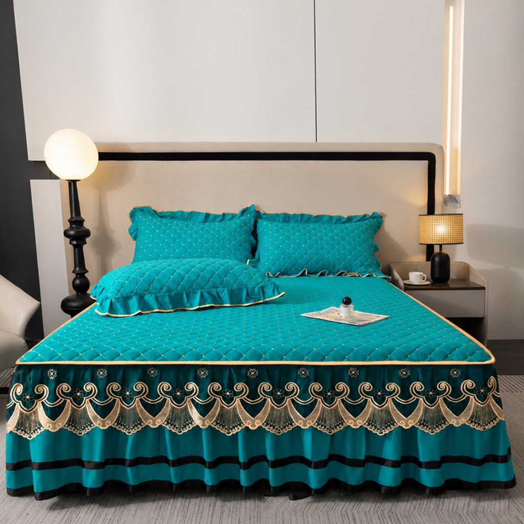 LuxeRuffle™ — Transform Your Bed into a Cloud of Cozy Elegance That Never Slips or Slides