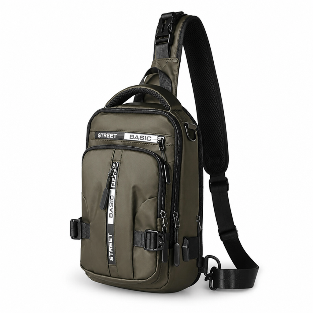 Compact Lightweight Nylon Crossbody Sling Backpack