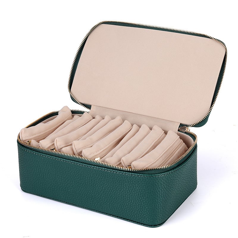 Zippered Jewelry Storage Box with Compartments