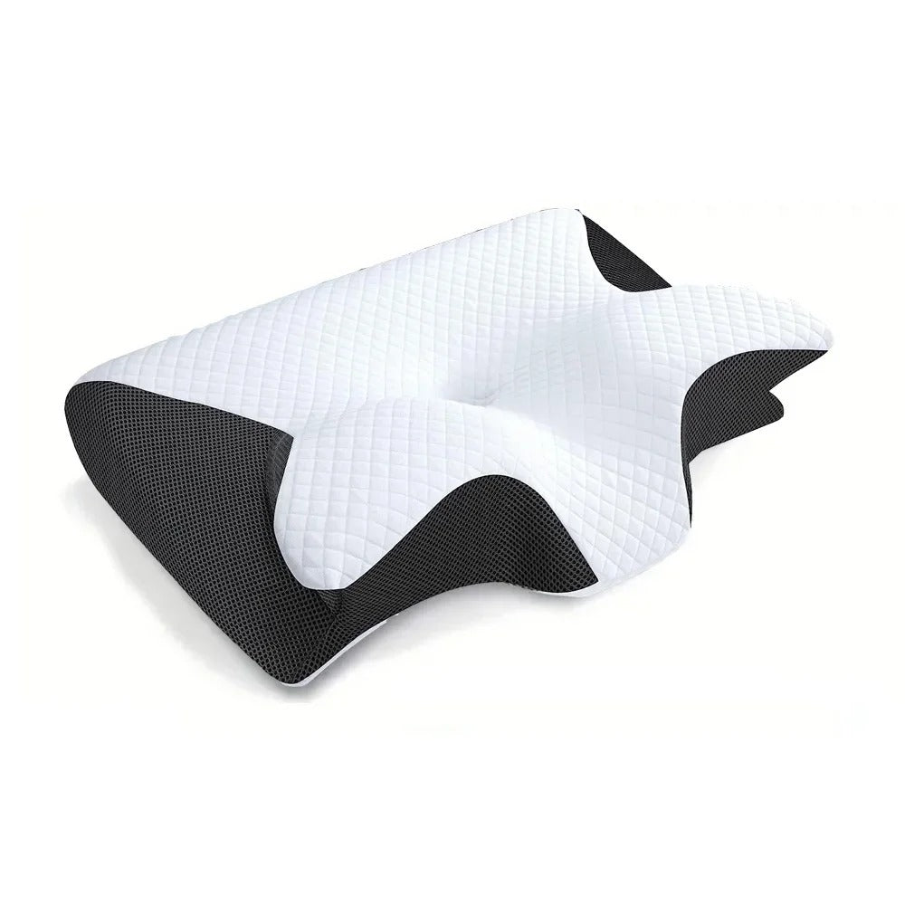 Memory Foam Neck Support Cushion – Grey and White Ergonomic Design