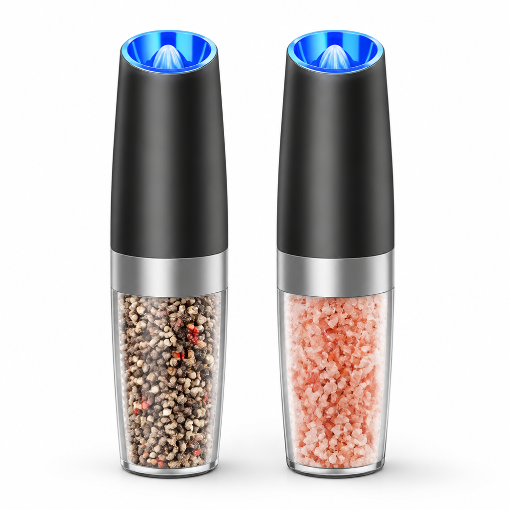 Rechargeable One-Handed Adjustable Grind Pepper & Salt Mill Set (Set of 2)