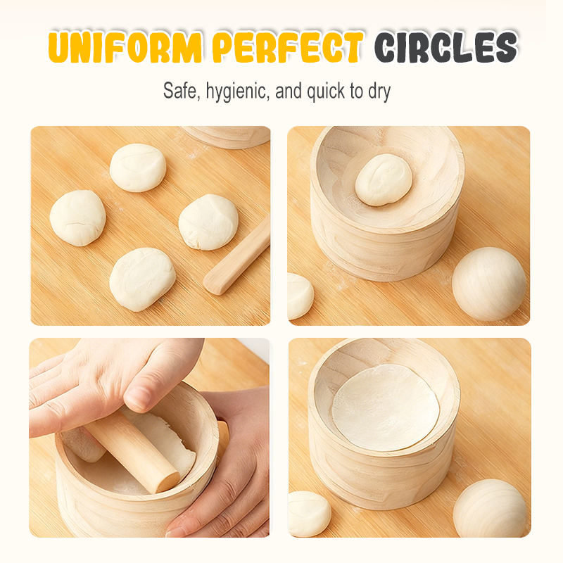 Wooden Dough Press for Uniform Portions Every Time