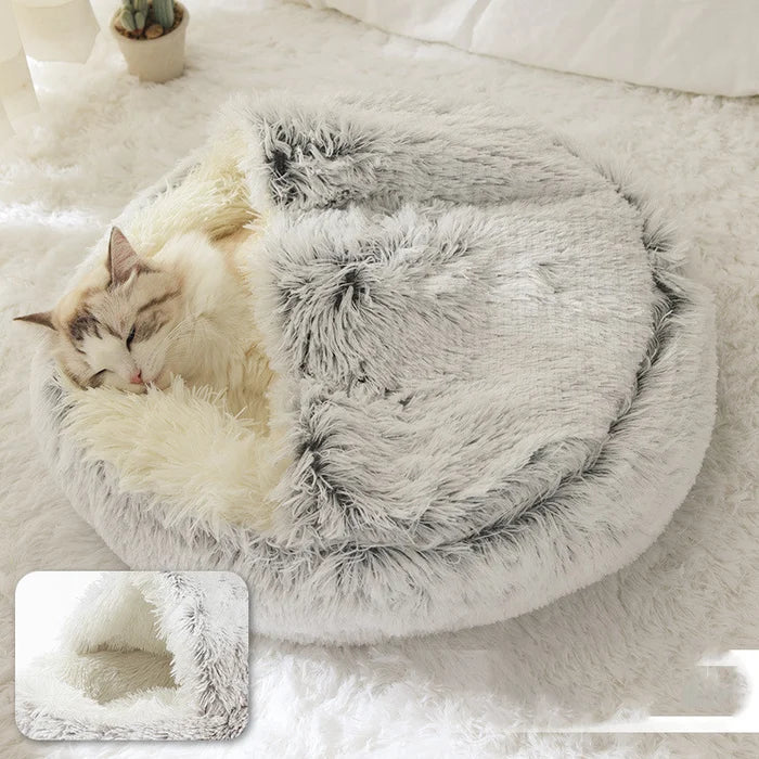 Non-Slip Bottom Round Dog Bed in Plush Fabric