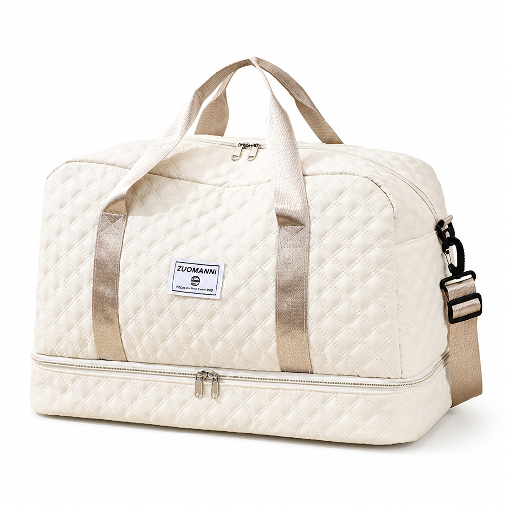 Water-Repellent Nylon Weekender Bag (Shoe & Wet Compartments)