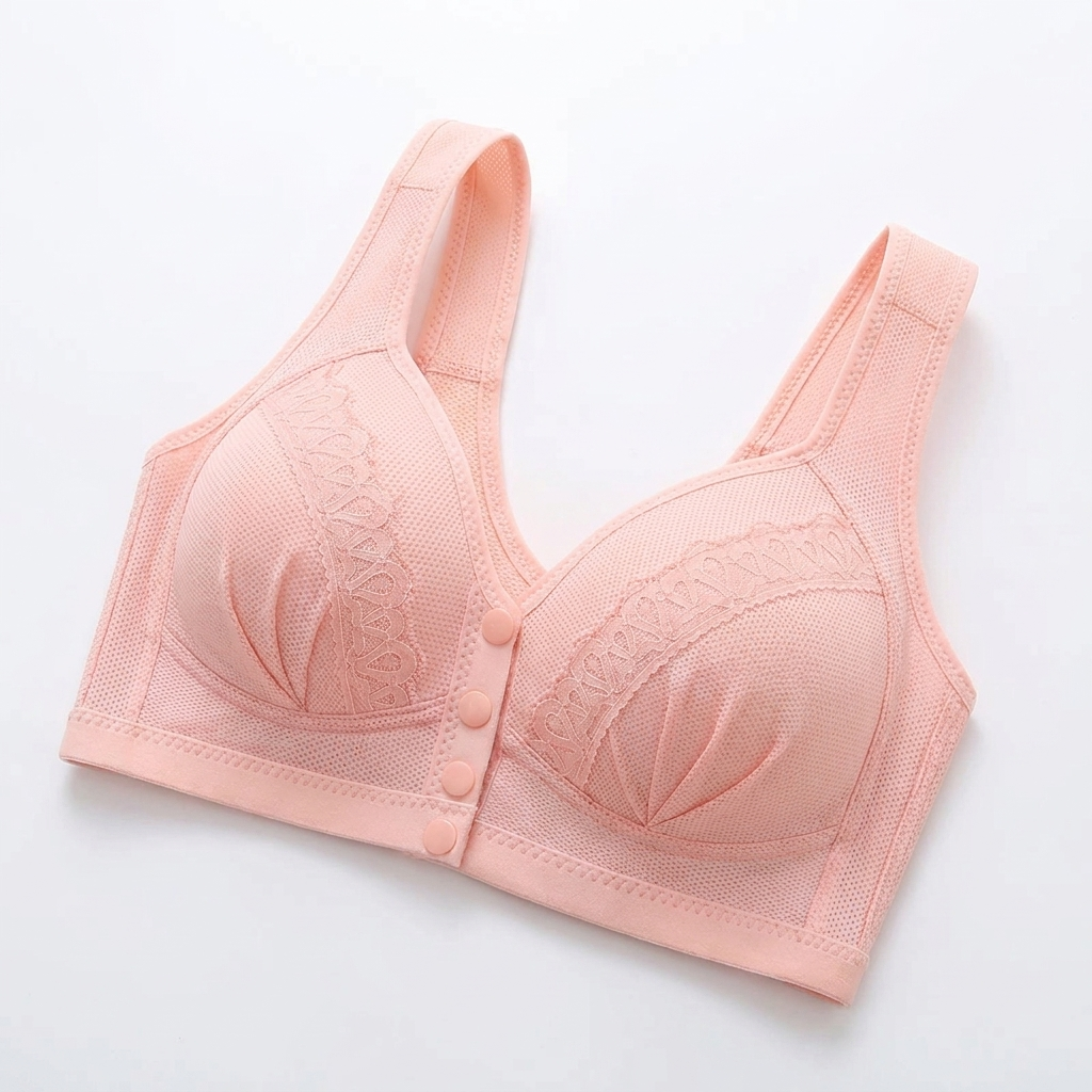 Sculptique™ – Front-Snap Wireless Lift Bra with Lace Accents
