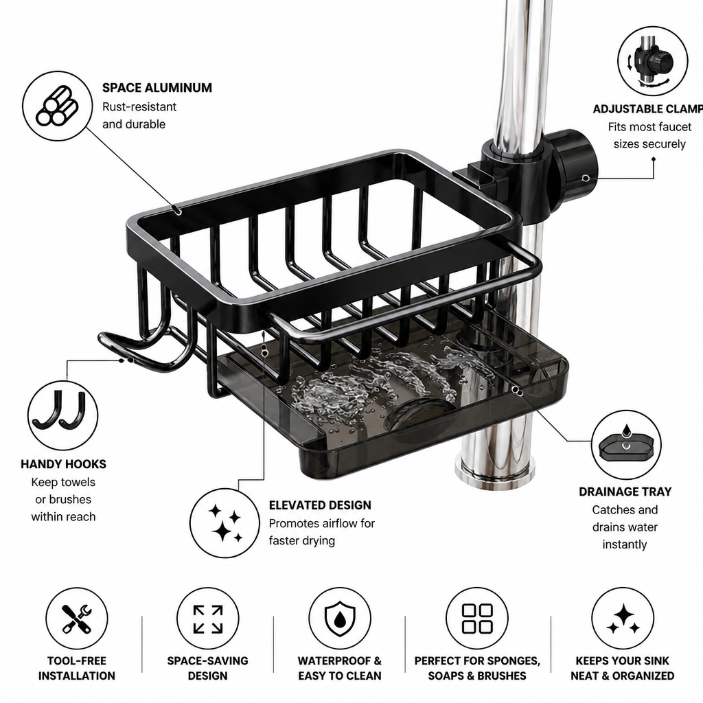 AquaNest™ — Transform Your Sink into a Dry, Clutter-Free Sanctuary Instantly