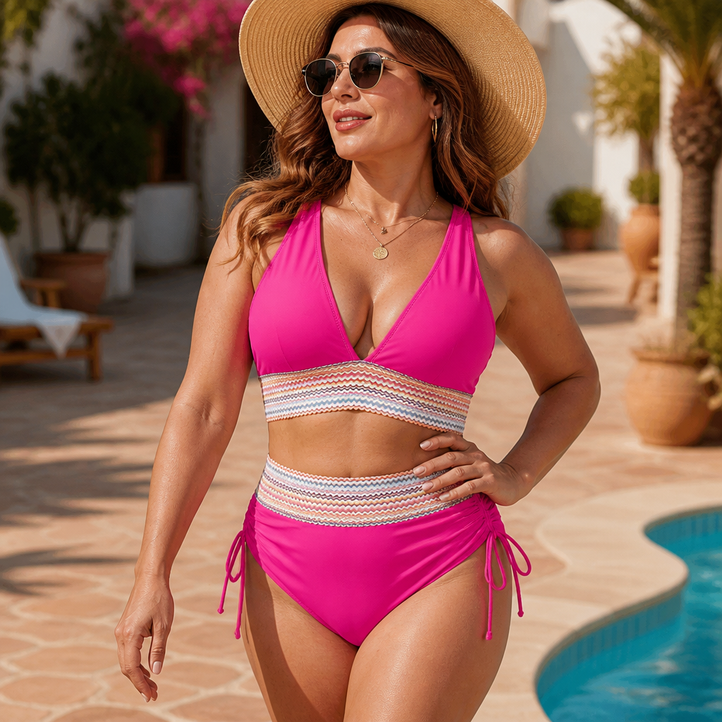 LumeaFit™ – High Waist Bikini with Tummy Control and Ruched Drawstring Sides