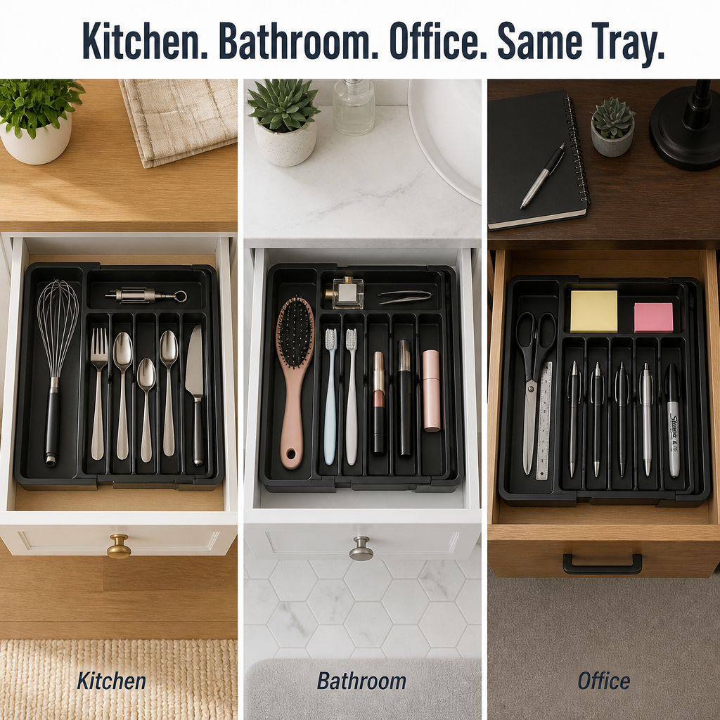 FlowGrid™ — Expandable Drawer Organizer That Puts Cutlery Clutter to Rest Forever