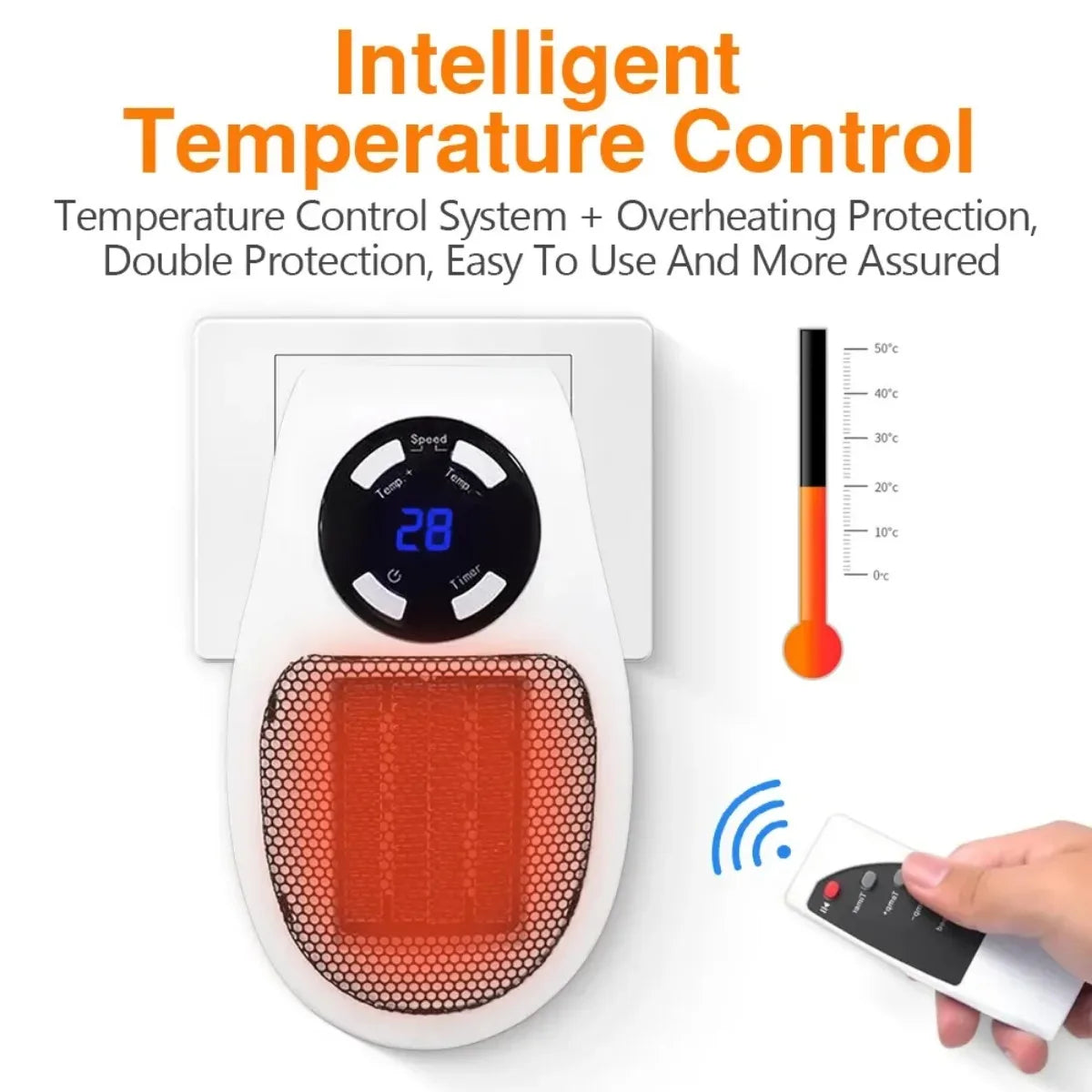 Portable Heater with Overheat Protection and Tip-Over Safety Feature