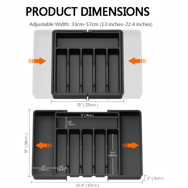Adjustable Cutlery Organizer for Drawers – 33 to 57 cm Expandable