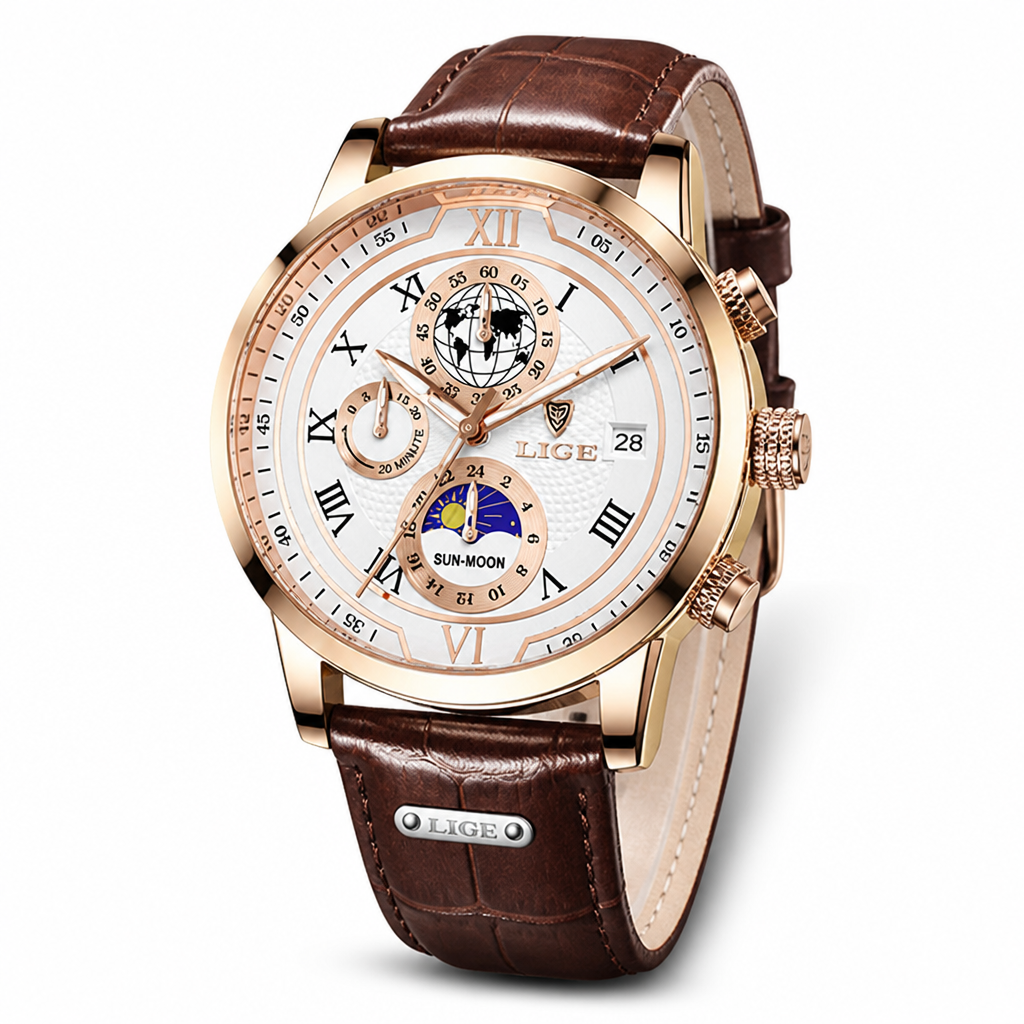 Polished Classic Chronograph Men's Watch (Adjustable Strap)