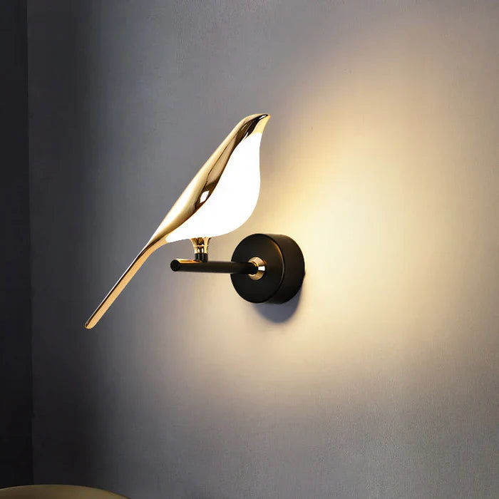 Bird Figurine Table Lamp Featuring Gold Sculpture Detail