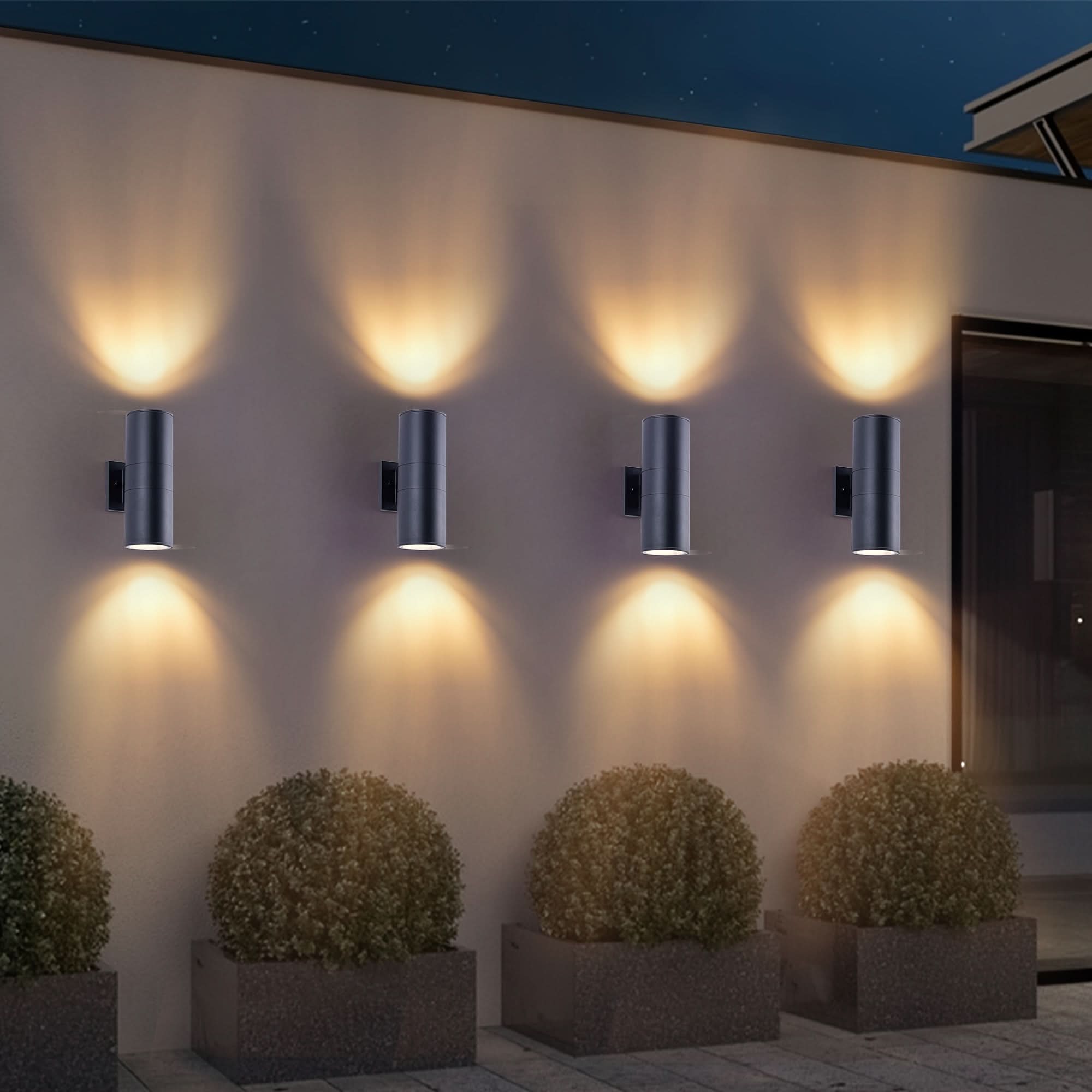 Black Outdoor Wall Light in Cylindrical Shape