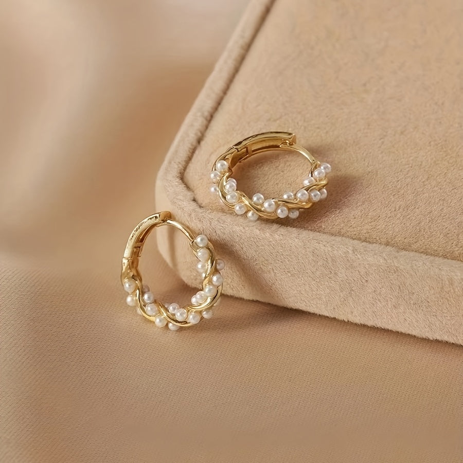 Gold Wire Pearl Hoop Earrings – Stylish Jewelry Creation