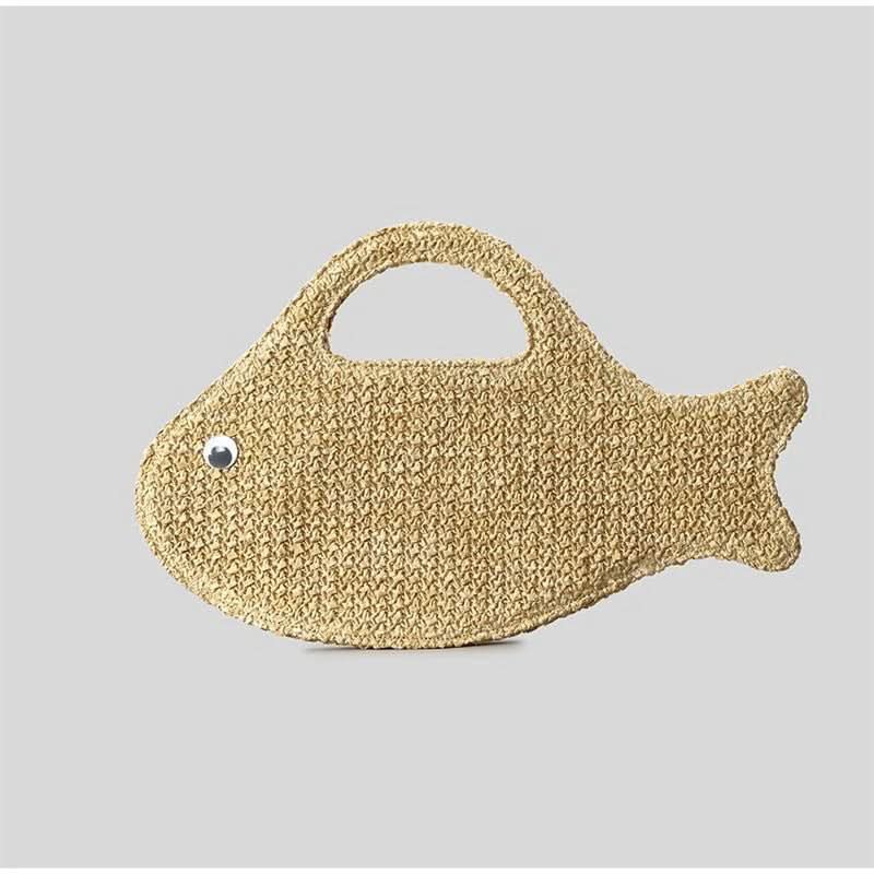 Raffia Clutch Bag in Fish Shape Design