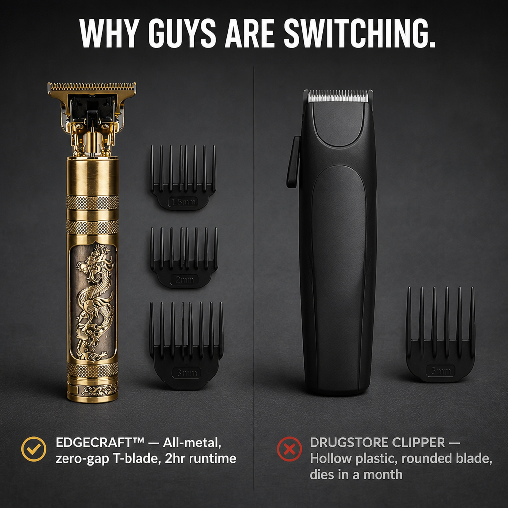 EdgeCraft™ Vintage T-Blade Trimmer — Shape Fades & Edges with Pro Barber Precision