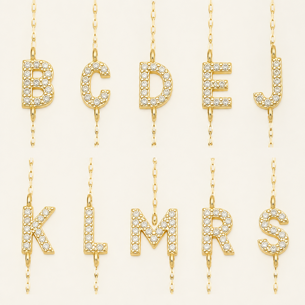 LumaSoul™ – Dainty Petal Chain Necklace with Initial & Cross Charms