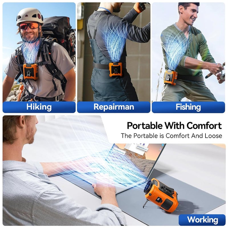 Rechargeable Waist Fan with Clip – Hands-free Design