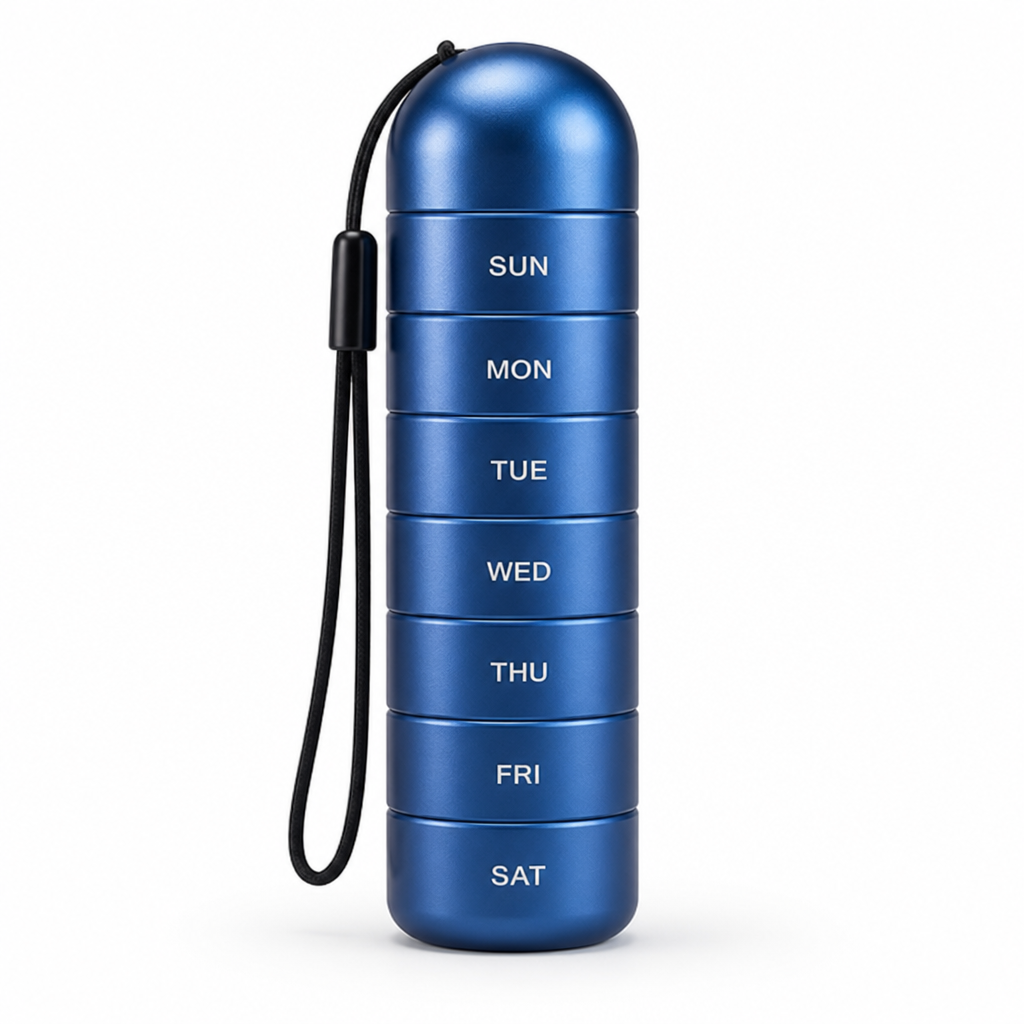 Shockproof Aluminum Silicone-Seal Pill Organizer (7-Day)