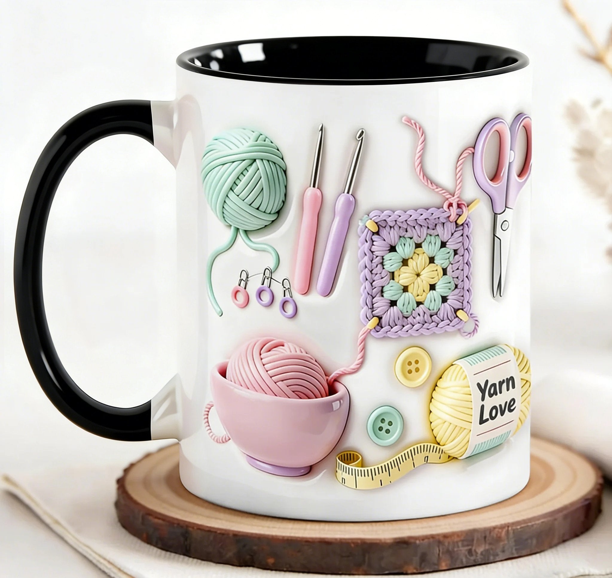 Crochet Patterned Ceramic Coffee Mug